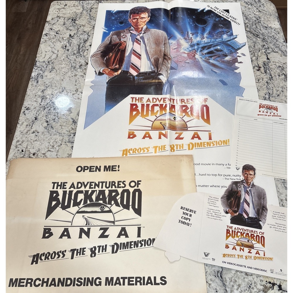 1985 Buckaroo Banzai Vestron Video VHS Promo Poster 24x36 Peter Weller Promo Kit
